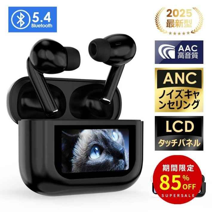 スクリーン付きワイヤレスイヤホン 商品画像