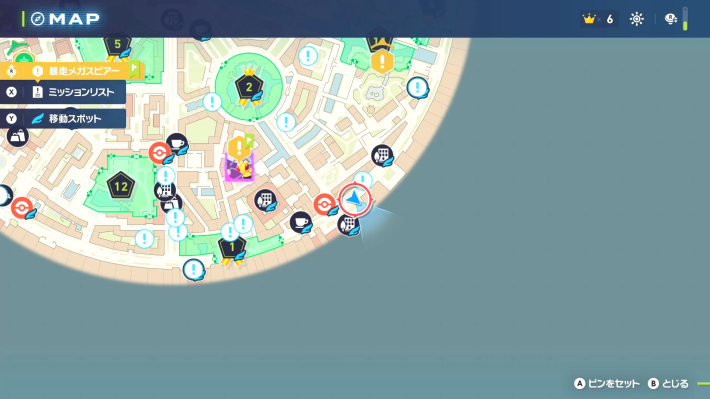 ポケモンZAの露店のマップ6