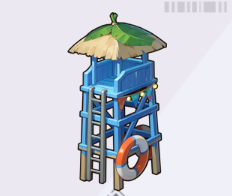 ヤシの葉屋根のビーチ監視塔