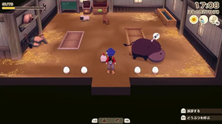 牧場物語 風のグランドバザールの放牧した動物を小屋に戻す