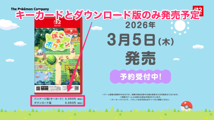 ぽこあポケモンはキーカードとダウンロード版のみ発売