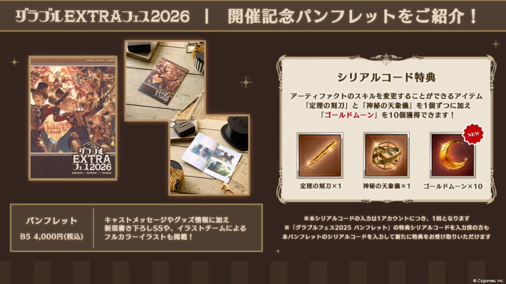 【未使用】グラフェスEXTRA2025 リアルガチャ六枚+入場特典 グラブルEXTRAフェス2026 リアルガチャ×6 入場特典 シリアルコード