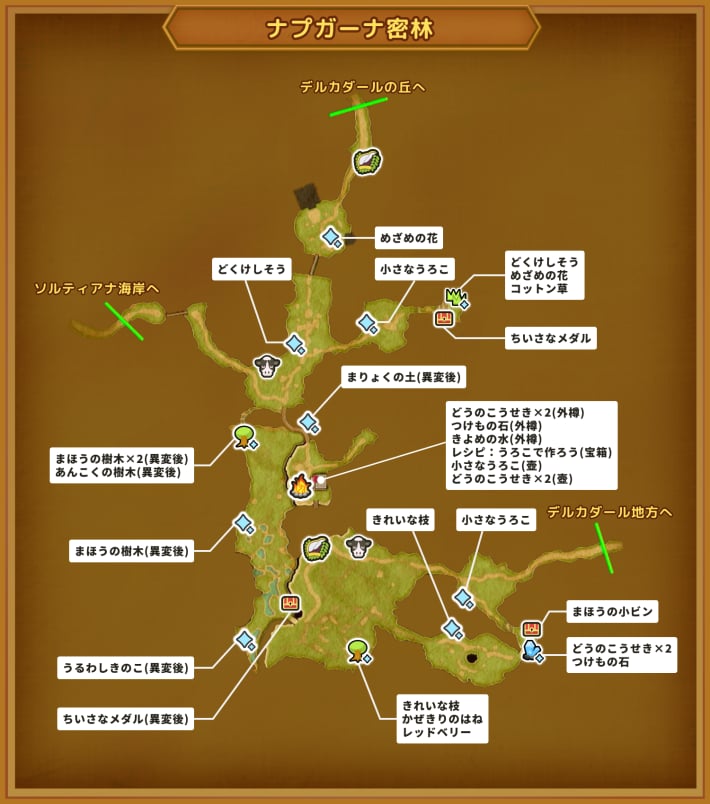 ドラクエ11Sのナプガーナ密林のマップ