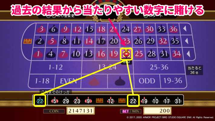 出やすい数字に1点賭けするのもありの画像