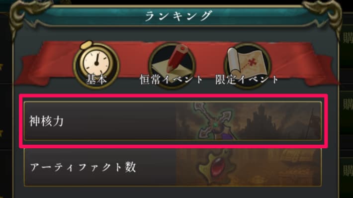 ログウィズの神核力ランキング