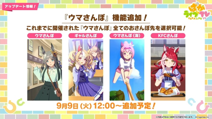 ウマさんぽのやり方と報酬一覧の画像