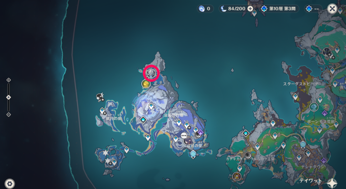 原神の霜夜の空を巡る霊主の場所