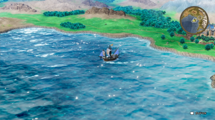 ドラクエ2リメイクの船に乗って海上