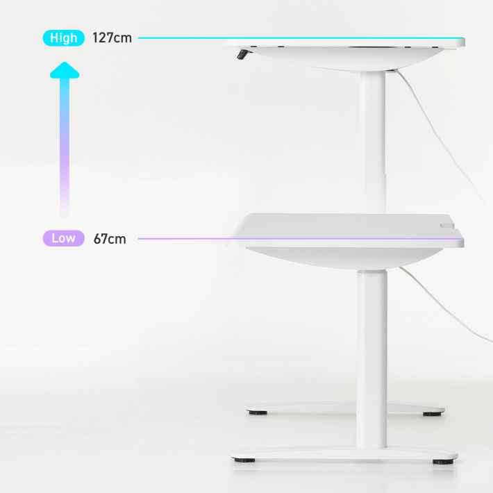 Pixio、ブランド初の電動昇降ゲーミングデスクを11月12日予約開始。奥行き70cmのオールホワイトデザイン、10%OFFセールもの画像