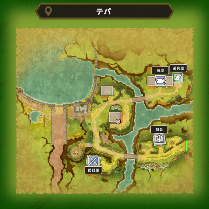 ドラクエ2リメイクのテパの店マップ