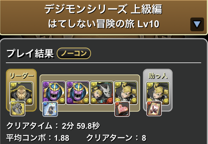 パズドラの四ノ宮キコルのLv10周回履歴