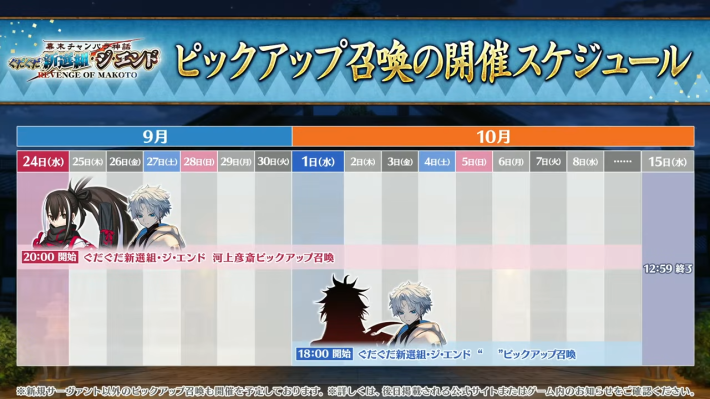 ガチャスケジュール