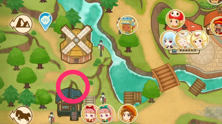 牧場物語風のグランドバザールのエンジュの落とし物の場所