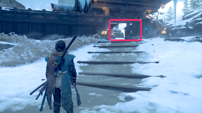 ゴーストオブヨウテイの雪枯の隠れ家の門