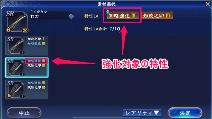 強化対象の特性