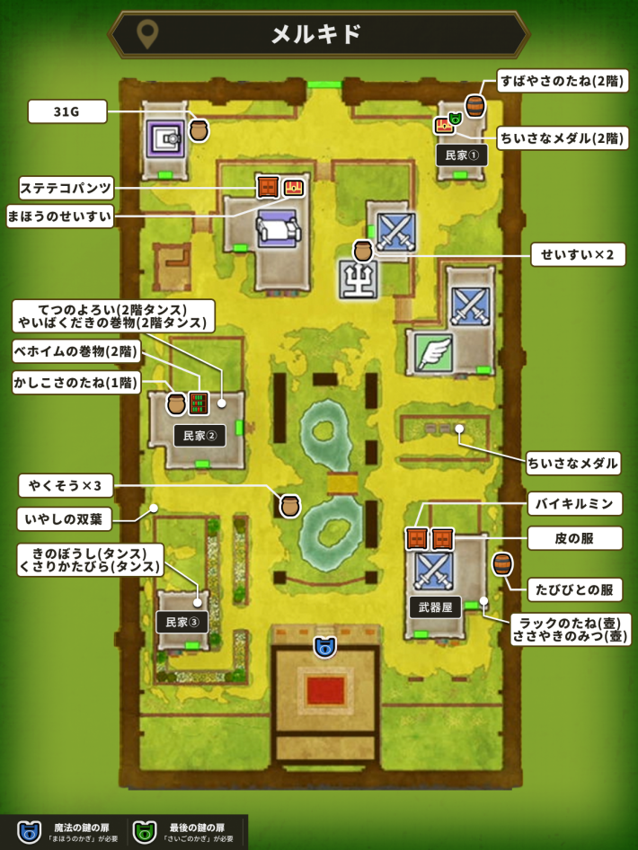 ドラクエ1リメイクのメルキドのアイテムの場所と中身