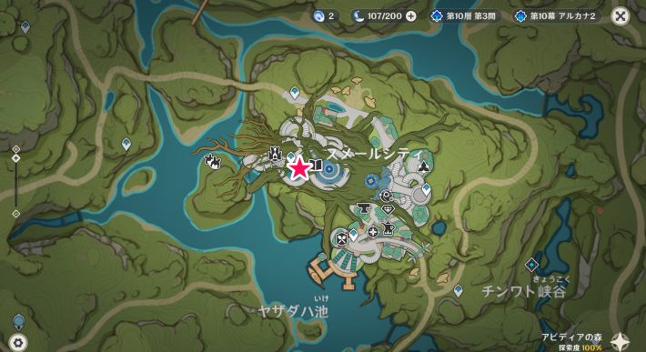 原神のレイラ/ニィロウ/ナヒーダのマップ