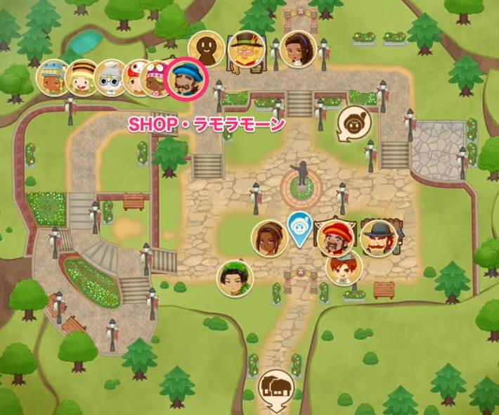 牧場物語 風のグランドバザールのSHOP・ラモラモーンの場所