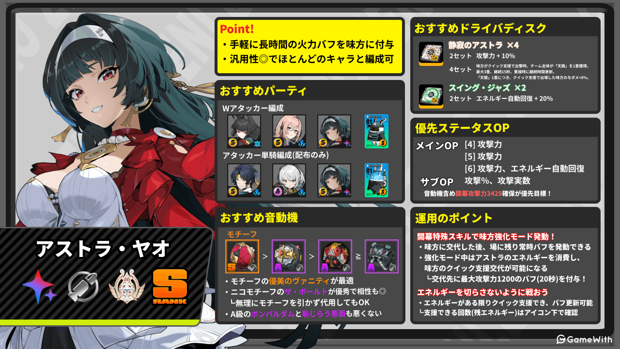 【ゼンゼロ】アストラの評価とおすすめパーティ編成・凸効果【ゼンレスゾーンゼロ】 - ゲームウィズ
